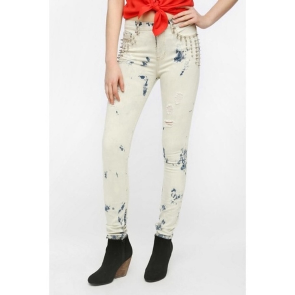 SALE  BDG Spike Twig Jeans Bleached Skinny Studded - Picture 3 of 8
